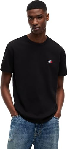 Tommy Hilfiger TJM REG Badge Tee EXT T-Shirt Herren, Schwarz und silberfarben, M