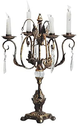 DNZDJTUA Candle Holders Candlestick Holder Candle Stand Wrought Iron Candle Holder Glass Crystal Pendant Ornaments Living Room Home Retro Dinner Candle Holder Ornaments For Living