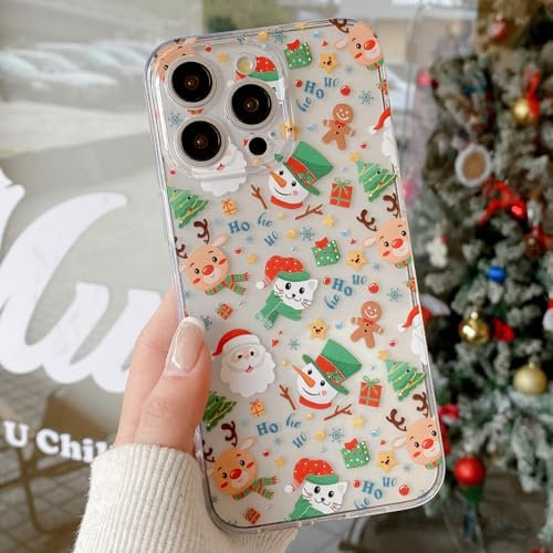 UEEBAI Weihnacht Hülle für iPhone 14 Pro Max 6.7 inch, Niedliche Transparent Weihnachten Handyhülle Dünne Silikon Christmas Schutzhülle mit Schneemann Motiv Stoßfeste Bumper Cover Case, Schneemann