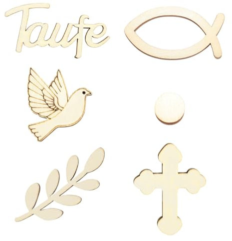 Streudeko Taufe Set,60 Stück Kommunion Streudeko Konfirmation Holzfische Deko Firmung Konfetti Tauben für Kommunion Tischdeko Taufe Deko Konfirmation Junge Mädchen Babyshowerparty Party Zubehör