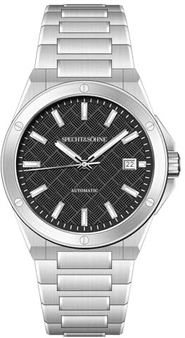 TACTO Specht & Söhne Miyota 8215 Movt AR - Reloj de pulsera mecánico de cristal de zafiro para hombre, resistente al agua, negro, pulsera