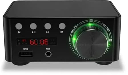 Tuesoa 50W + 50W 100W Bluetooth 5.0 Amplifier Digital Audio Power Amp Class D USB AUX TF Home Theater HiFi Stereo Black