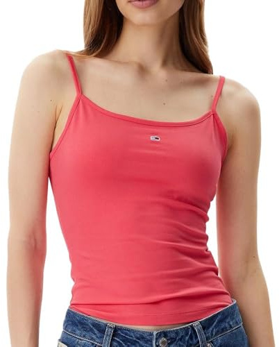 Top, Rosa, Damen, Tommy Jeans Essential Strap, Rosa, XS