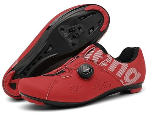 Hixingo Fahrradschuhe Herren SPD SPD-SL Damen Rennradschuh MTB Radsportschuhe Mountainbike Schuhe Sneaker Atmungsaktive Outdoor-Radschuhe Fahrrad Schuhe, Kompatibles (Rot,44)