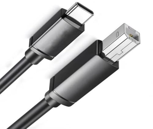 NVOQILIN Cable de datos de impresión USB C a puerto cuadrado, 24/28 AWG, amplia compatibilidad, conector macho a macho para impresoras, escáneres, cable de impresora USB C