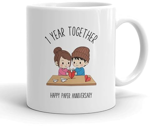 VIROSA 1 Year Paper Anniversary Mug – 11oz Ceramic Coffee Mug Gift for Husband, Wife, Couples – First Wedding Anniversary Present Idea, Funny Romantic Keepsake