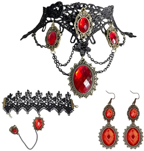 VLYX Traditionelles indisches Schmuckset für Damen, Halskette & Jhumka-Ohrringe, Boho Ethno-Stil, Hochzeit, Party & Festliche Accessoires