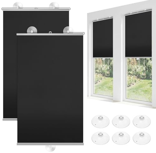 Moukeren 2 Pcs Suction Cup Window Roller Shades Frame, Black, 49 X 26.8