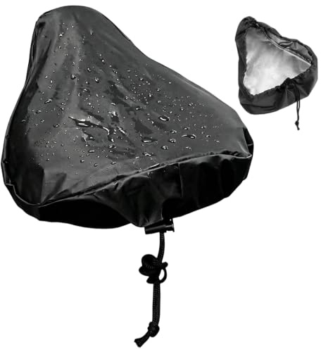 FQAKTB Fahrradsattelbezug Regenschutz mit Gummizug, Sattelschutz Wasserdicht Fahrrad, Sattelschutz, Elastische Fahrradsattel Schutzhülle für Mountainbike Trekking City Bike, Schwarz