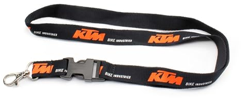 BISOMO KTM Schlüsselband Original Lanyard, 55 cm Lang, Umhängeband Schlüsselanhänger, Schlüsselbund, Abnehmbare Schnalle, mit Clip und Karabiner, Schwarz Orange