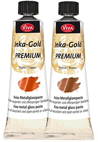 Viva Decor Inka Gold Premium 2 x 40g Set – Goldene Glanzwelt – Wischmetall und Gilding Wax für Glanzeffekte auf Holz, Leinwand, Ton und Beton, schnell trocknend für Patina-Effekte und DIY
