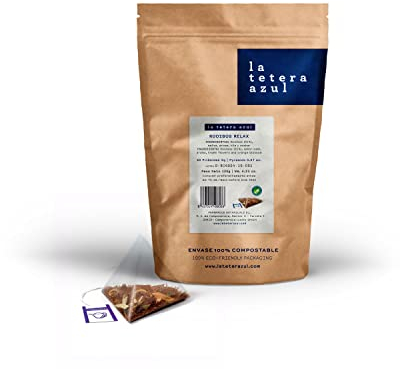LA TETERA AZUL Infusión De Rooibos Premium Con Tila, Melisa Y Azahar. Infusión Relajante. Rooibos Relax. Bolsa De 60 Pirámides.