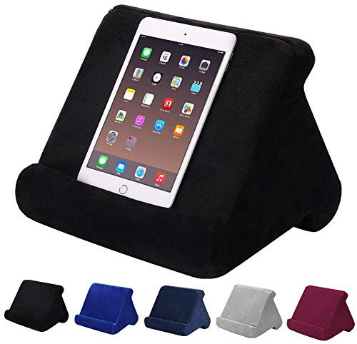 FABSELLER Support de Tablette Multi-Angle Support de Lecture Doux pour iPad Tablettes eReaders Smartphones Livres Magazines Stand, Noir