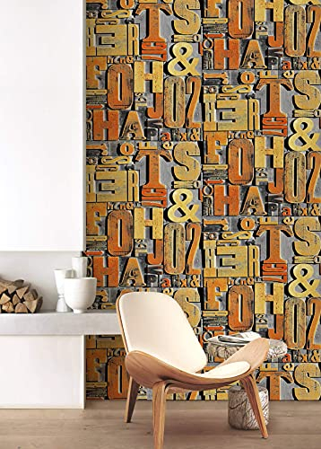 BUVU tapete 0.53x10m moderne Design, Industrial Loft tapeten, Vinyltapete Abwaschbare, Orange