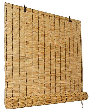 Zlovne Schatten Bambusrollo,Anti-Uv Verdunkelungsrollo,Outdoor Bambusraffrollo Türvorhänge,mit Lifter,Natür Schilfrollos Geeignet für Terrasse/Balkon/Teestube Shop (W70xH120cm/28x47in)
