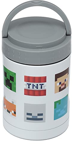 Puckator LPOT26A Minecraft Faces - Olla reutilizable de acero inoxidable con aislamiento térmico para bebidas calientes y frías, 500 ml