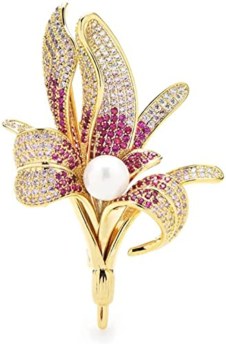 ZEDARO brosche broscher f?r kvinnor Damen Elegant Sparkle Kristall Perle Lilie Blume Brosche Hochzeitsfest Brosche Blumenform Brosche Damen Mode Accessoires Libelle Broschen