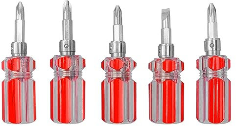 Bestgle 5 Piezas Mini Destornillador de Doble Propósito,mini destornillador corto Philips y Plano Destornillador Corto de Cromo vanadio con Doble Punta para Máquina de Coser