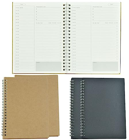 SCHYIDA 4 Stück Tagesplaner Notizbuch B6 Zeitmanagement Handbuch To-Do-Listen Notizbuch Checklisten Block 100 Seiten Pro Tagesplaner Block Aufgabenplaner To Do Planer für Schule, Büro (Braun,Schwarz)