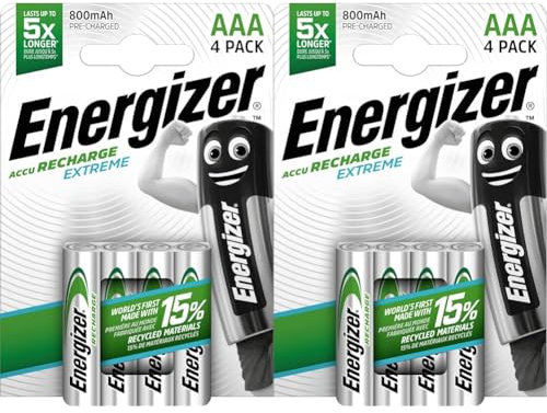 Energizer Piles Rechargeables AAA, Recharge Extreme, Lot de 8