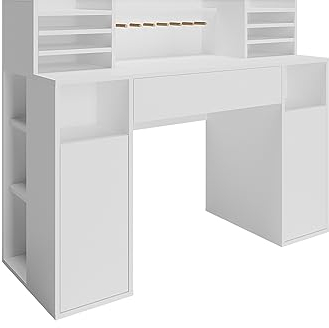 Vicco Schreibtisch, Weiß, 126.8 x 50 cm XL mit Regale