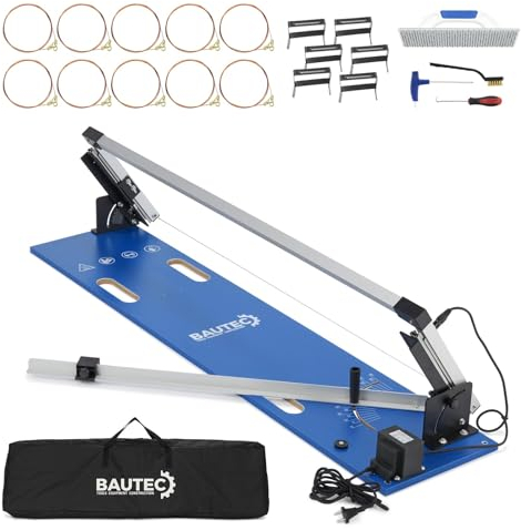 BAUTEC Styroporschneider GAZELLE Modell 2 » Tischgerät mit 200 Watt » Inkl. 10 Schneidedrähte, Gerüsthalterung, Schleifraspel, Fußschalter und Softbag » Heißdrahtschneider, Hartschaumschneider