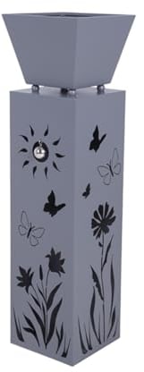 Garden Pleasure Pflanzsäule mit Blumenmotiv, Dekosäule mit Schale, dekorative Metallsäule mit Blumenschale