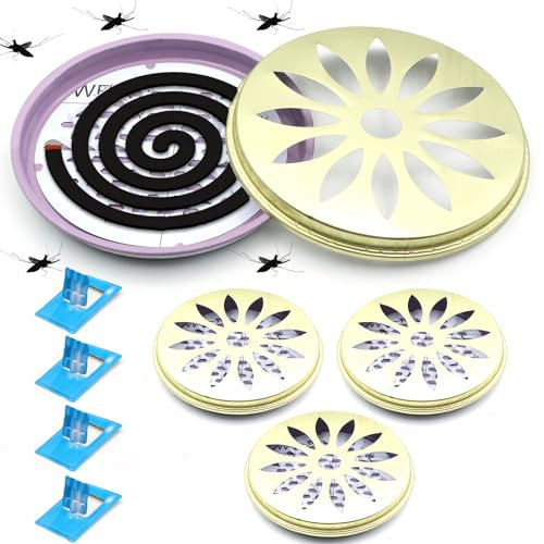 4 Pièces Support de Bobine Anti-Moustique, Scettar Support Spirale Anti Moustique Portatif, Mosquito Coil Holder, Porte Spirale Anti Moustique en Métal pour Maison, Jardin, Camping, Pêche, Extérieur