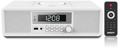 Radio compatta con lettore CD, sistema audio RMS nitido da 20 W, lettore CD radio FM con Bluetooth, USB, MP3, AUX, doppia sveglia digitale, riproduzione CD-R/CD-RW/MP3/WMA