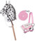 HKM Kids Hobby Horse, Pinto mit Halfter und Führstrick in Rosa, Steckenpferd für Kinder, Pferde Spielzeug