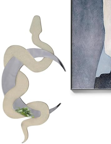 Lyricalist Decorazione da parete con serpente nero e mezzaluna a mezzaluna | Specchio a mezzaluna serpente nero, decorazione da parete per soggiorno, casa, bagno, camera da letto, corridoio