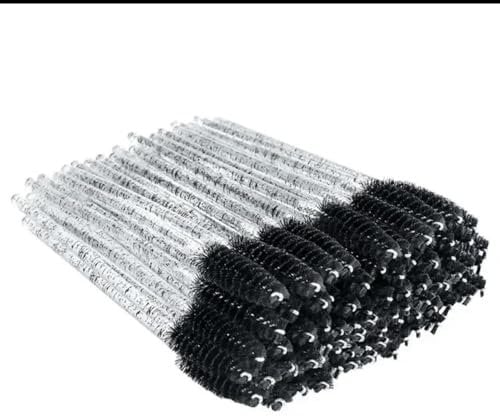 50 Pcs Disposable Eyelash Mascara Brushes, Wands Applicator Eyebrow Brush Makeup Kit, Eyebrow Castor Oil Brush Makeup Tool (Black & White)