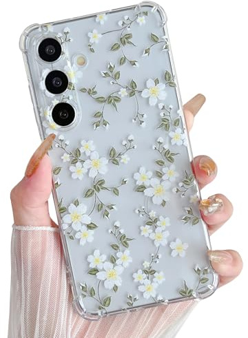 ZTOFERA für Samsung Galaxy A16 Hülle mit Blumen,Weiches TPU,Weiße Blume | Transparente Handyhülle,Verstärkte Ecken mit stoßfestem Schutz,schlanke Passform,niedliches trendiges Blumenmuster