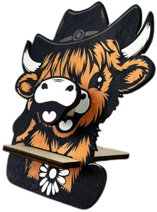 Highland-Kuh Brillenhalter, Tierbrillenhalter, niedlicher Highland-Riemen, Brillenhalter aus mit Tieren, Ausstellungsständer