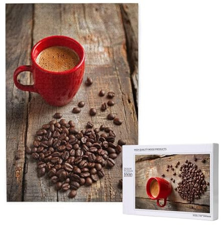 coffee Jigsaw Puzzles for Adults 1500 Piece, Jigsaw Puzzle Coffee Beans Jigsaw Puzzles for Kids Girls Beginners, Wooden Puzzle with Gift Box Packaging for Home Bedroom Decor, Gifts for Women Man -9230