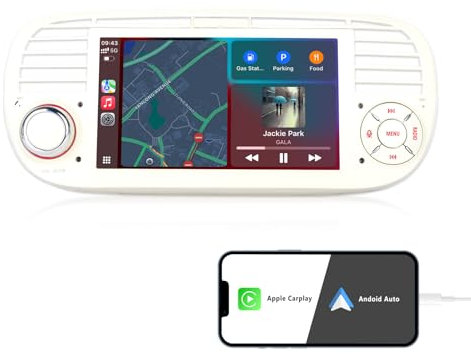 Car Audio für FIAT 500 Upgrade System Hi-Fi Sound mit Wireless CarPlay/Android Auto Plug-and-Play Autoradio 500 2007-2015 Modelle Tuned RDS/AM/FM/USB BT 5.0 Subw EQ SWC
