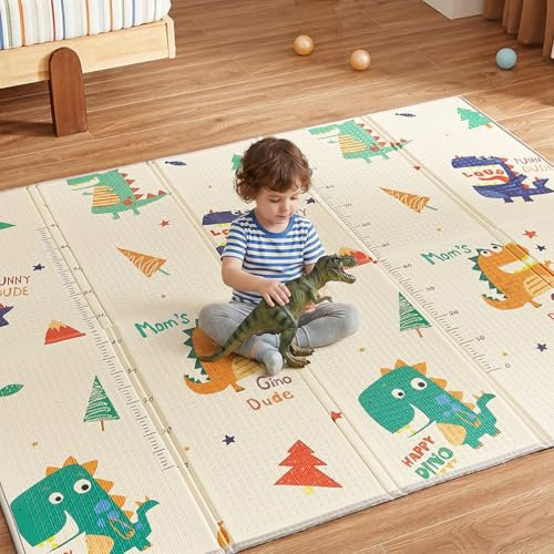 CASABEL Baby-Spielmatte, dick und weich, 180x150cm, Motiv Dschungel | Mitwachsend, faltbare Babymatte, wasserdicht, großes Format, farbenfrohes Design, kompakt und leicht zu reinigen