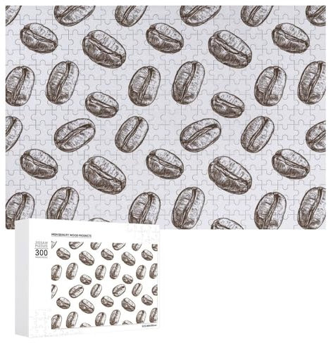 Coffee Beans Pattern Wooden Jigsaw Puzzles Picture Creative Family Activity Leisure Intelligent Challenge Game 300 PCS