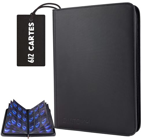 DIATOKHI Classeur de cartes à collectionner,Porte rangements pour 612 cartes,Album en cuir PU, protège cartes Zippé,compatible TCG,MTG,Pokémon et tout les cartes standard