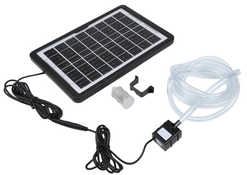 Solar Powered Fountain Pump, 6W 9V Water Pump with Transparent Hose and Filter, Adjustable Panel Bracket 240L/H Flow Rate for Pond Water Movement Aquarium Circulation and Rockery Cascade Use
