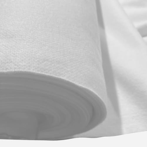 Curtain Bump Lining Fabric - 137cm Wide, Approx 410gsm in Weight, Cotton and Viscose Blend Fabric Material - Blackout Curtains, Thick Home Fashion Thermal Interlining per Metre (White)