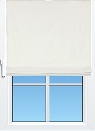 Horn Textiles Verdi halbtransparent wollweiß Raffrollo, 100 cm x 145 cm | Raffgardine (100x145cm)