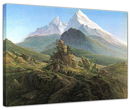 Bilderdepot24 Bild auf Leinwand | Caspar David Friedrich Der Watzmann in 70x50 cm als Wandbild | Wand-deko Dekoration Wohnung alte Meister | NEU-180201-70x50-dw