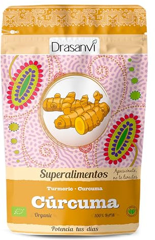 DRASANVI SUPERALIMENTO CÚRCUMA CERTIFICADO BIO - Colorante natural - Importantes propiedades antiinflamatorias - VEGANO - SIN GLUTEN - 150g