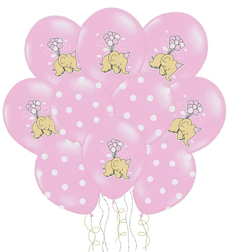 Libetui 10 Luftballons Baby Mädchen pinke Ballons Made in EU Deko Babyparty Geburt Mädchen Kindergeburtstag Ballons Elefant Baby Pink