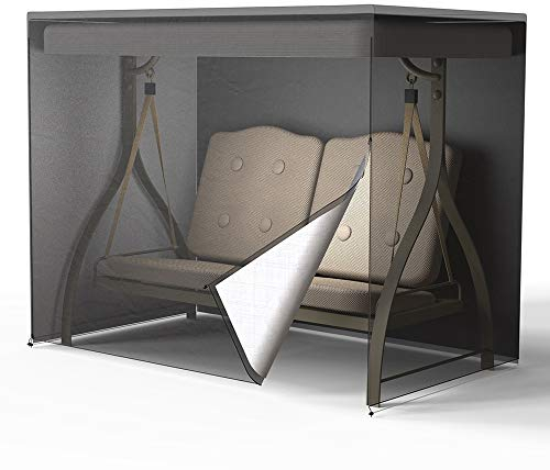 willkey Housse Balancelle Jardin 2 Places Couverture de Balançoire Imperméable en Oxford 210D Bâche de Protection Anti-UV/Vent pour Balancelle Extérieur 170x120x160cm (Noir #)