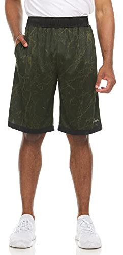 Spalding Mens Marble Performance Basketball Short, 10 Inseam, Olive Marble, S