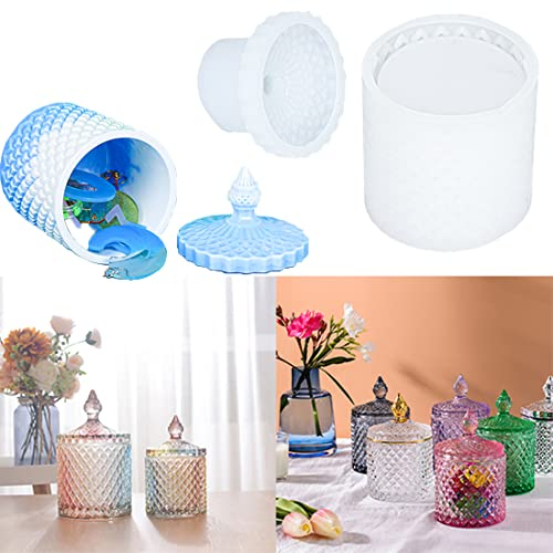 Voyyphixa 1 set Tasse Moulle Silicone Resine Epoxy Boîte de Rangement Moule Resine Epoxy Boîte à Bijoux Moule en Silicone Cendrier Moule de Coulée Pots Fleurs Porte Stylo Pinceau Maquillage