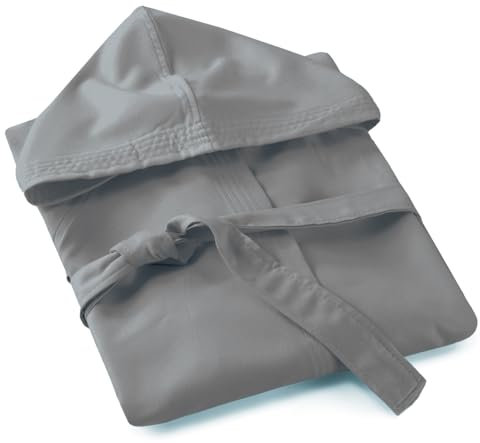 Bee Accappatoio con Cappuccio in morbida Microfibra, unisex, con pratica custodia in pvc (XL, GRIGIO)