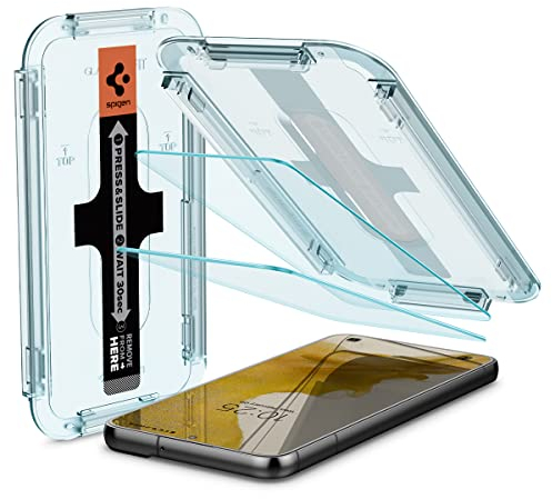 Spigen Glas.tR Slim EZ Fit Protector Pantalla para Samsung Galaxy S22, 2 Unidades, Alta Definición, Dureza 9H, Compatible con Funda